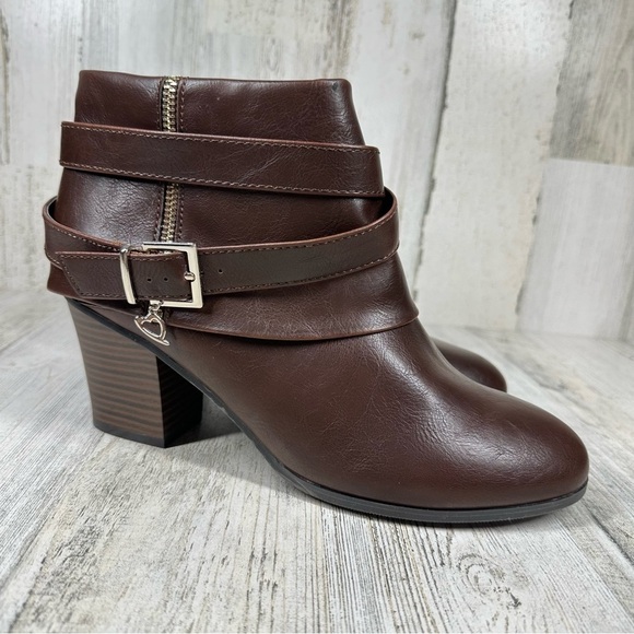 THALIA SODI Tully Women's Brown Strappy Buckle Accent Bootie #1004 - Picture 7 of 12